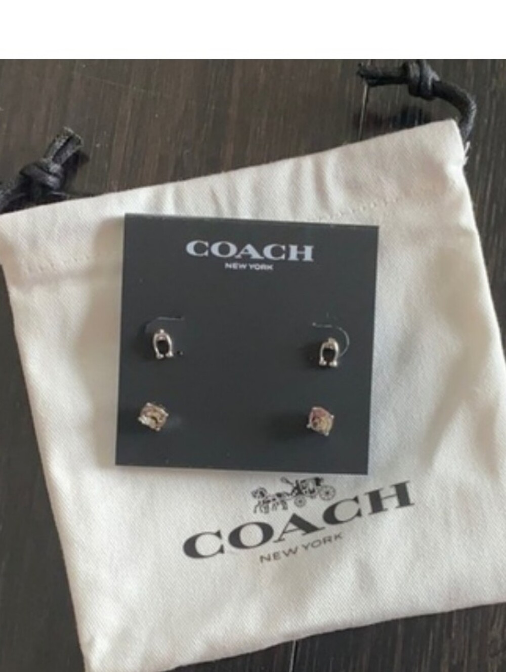 Coach Silver  & Clear Crystal Stud Earring Set